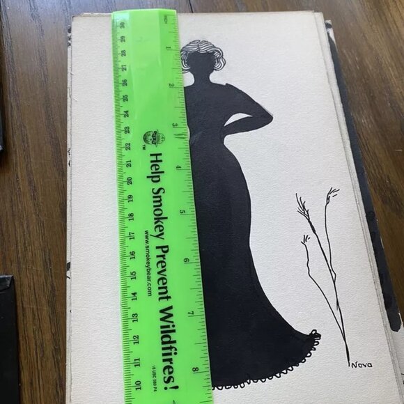 10 Black White Art Deco Pen Ink Drawings 7 signed "NOVA" Vintage Ladies GUC - Picture 13 of 16